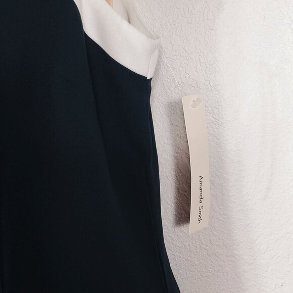 Amanda Smith Womens Black & White Sleeveless Sheath Dress Size 12 Stylish - Picture 7 of 12